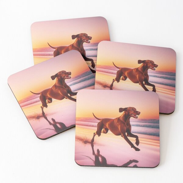 Item preview, Vizsla Dog at Sunset – Beach Run Art designed and sold by Dogandesighn.