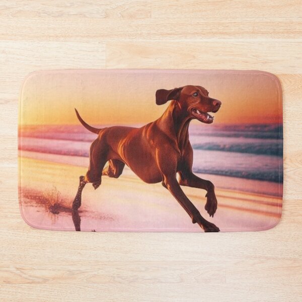 Item preview, Vizsla Dog at Sunset – Beach Run Art designed and sold by Dogandesighn.