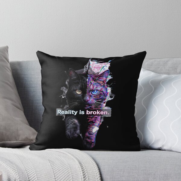 Aperçu de l'œuvre Glitch Cat Reality Is Broken créée et vendue par Moody Vibes Studio.