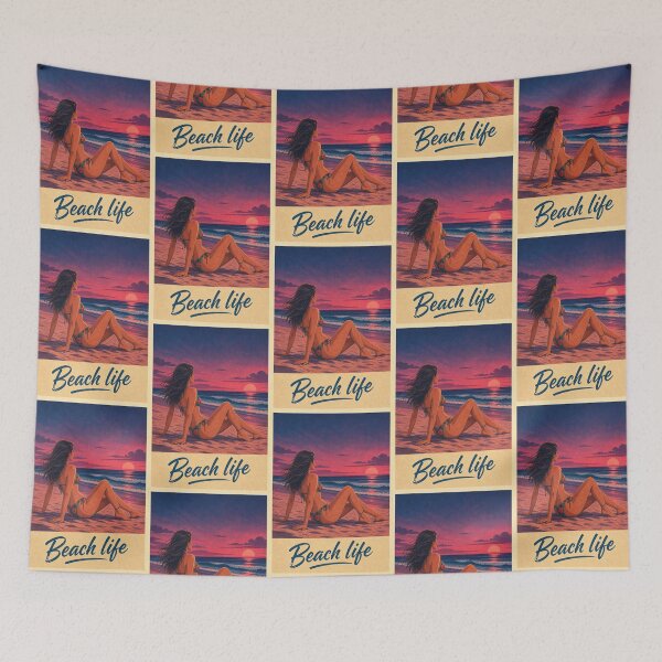 Item preview, Beach Life Pink Sunset - Retro Tropical Paradise designed and sold by Beyond Destinations.