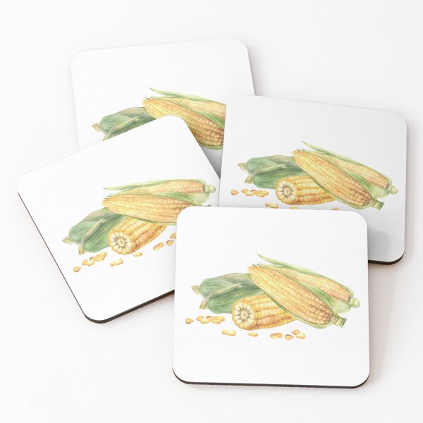 Item preview, Copy of Copy of Corn composition. Yellow sweet cut and whole maize cob, kernel of corn. Watercolor food illustration designed and sold by BartolArt.