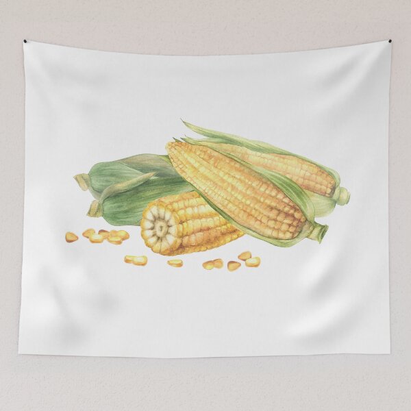 Item preview, Copy of Copy of Corn composition. Yellow sweet cut and whole maize cob, kernel of corn. Watercolor food illustration designed and sold by BartolArt.