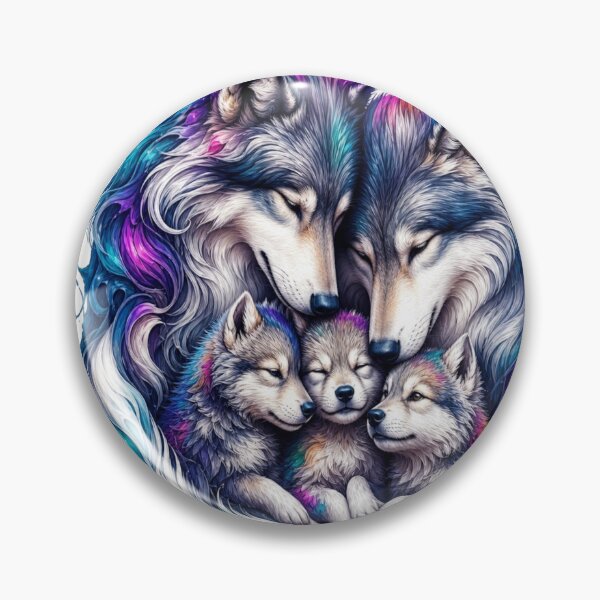 Item preview, Wolf Family Colourful Moon Art designed and sold by InkNovaLab.