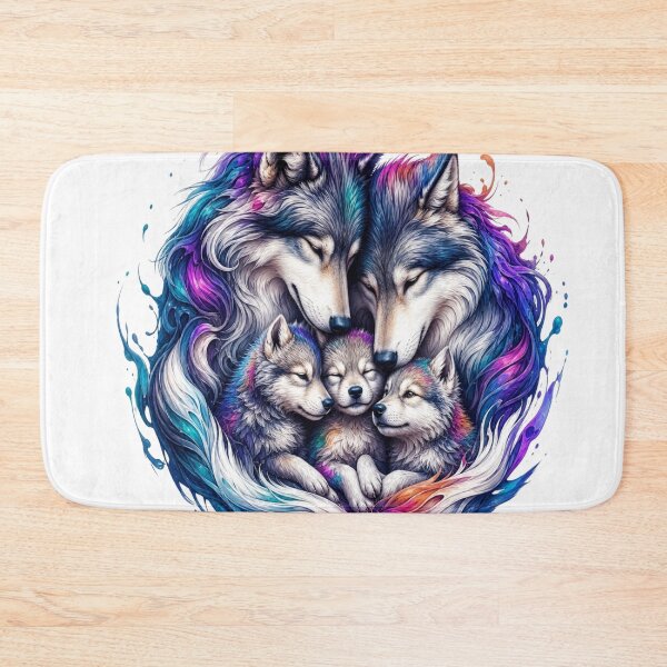Item preview, Wolf Family Colourful Moon Art designed and sold by InkNovaLab.