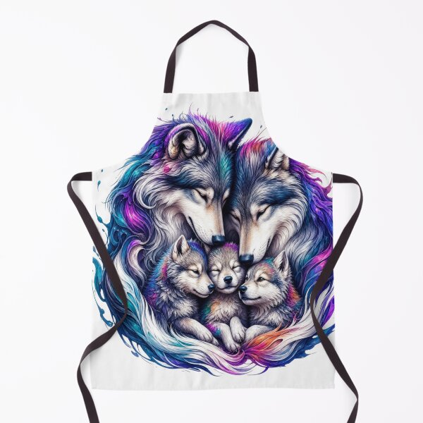 Item preview, Wolf Family Colourful Moon Art designed and sold by InkNovaLab.