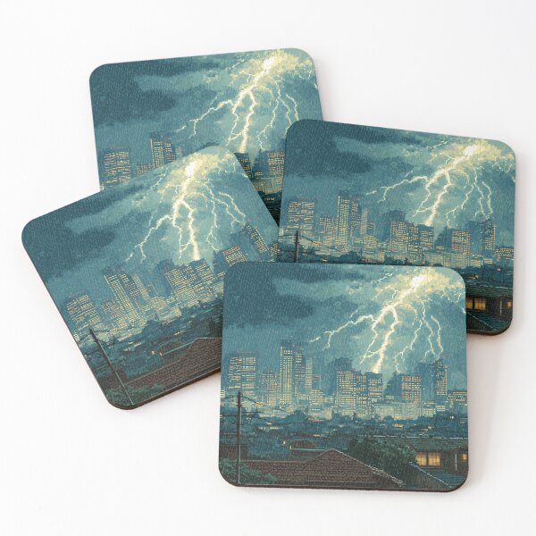 Item preview, Pixel Thunderstorm Over the City designed and sold by Rtymer.