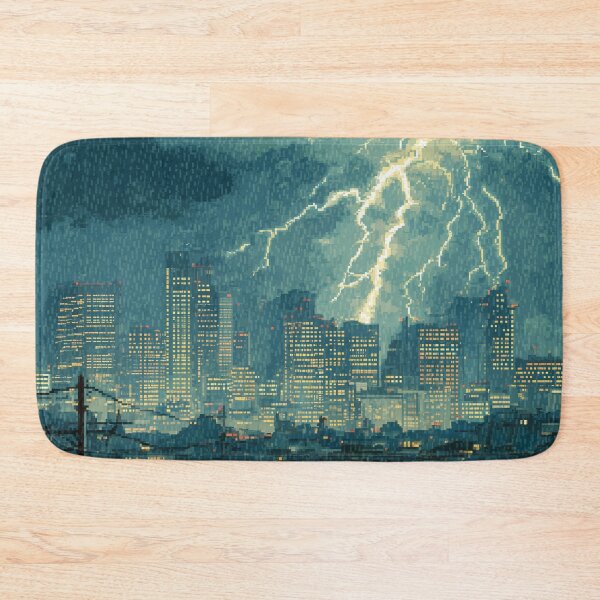 Item preview, Pixel Thunderstorm Over the City designed and sold by Rtymer.