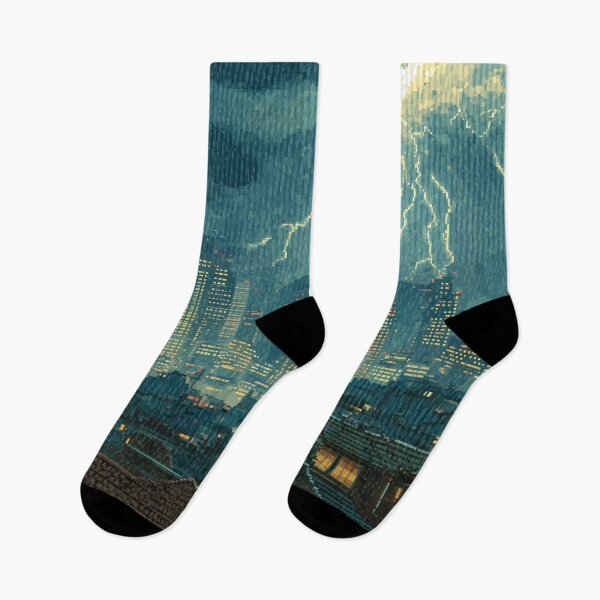 Item preview, Pixel Thunderstorm Over the City designed and sold by Rtymer.