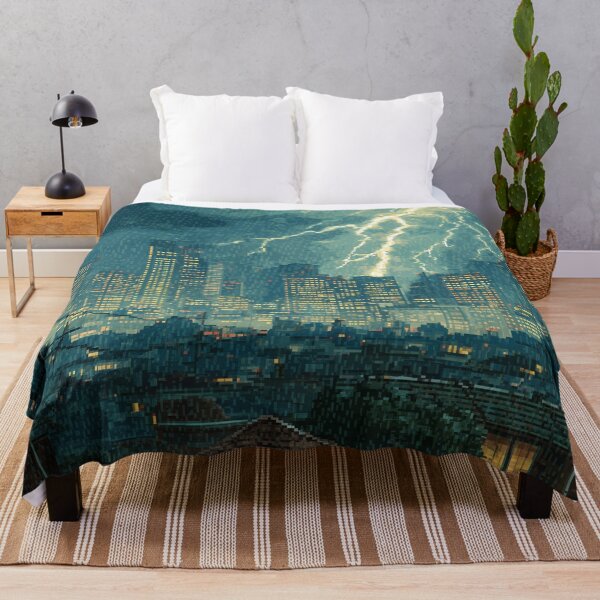 Item preview, Pixel Thunderstorm Over the City designed and sold by Rtymer.