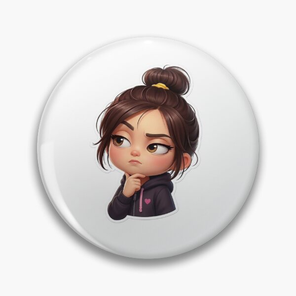 Item preview, Cute Suspicious Girl Sticker PNG | Kawaii Chibi Thinking Emoji | Attitude Cartoon Girl Sticker | Digital Download for WhatsApp & Telegram designed and sold by ashwin131.