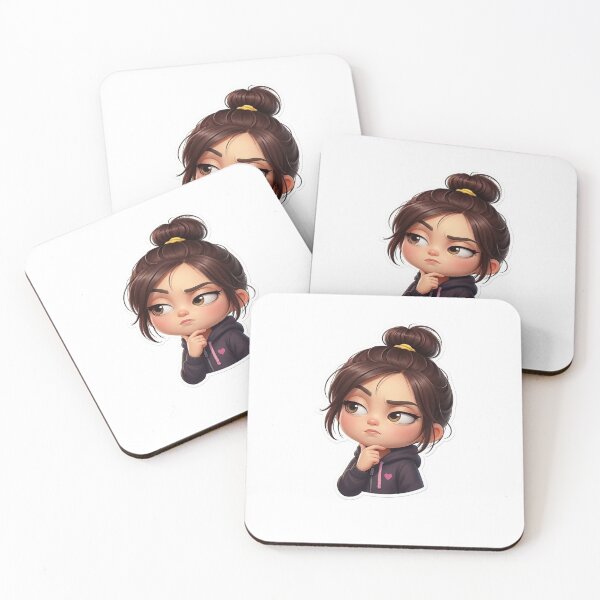 Item preview, Cute Suspicious Girl Sticker PNG | Kawaii Chibi Thinking Emoji | Attitude Cartoon Girl Sticker | Digital Download for WhatsApp & Telegram designed and sold by ashwin131.