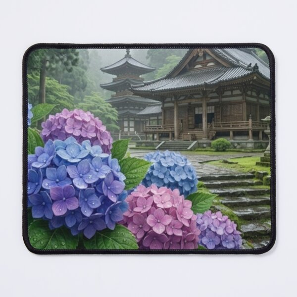 Item preview, Vintage Japanese Temple Rain Hydrangea Wabi Sabi designed and sold by SakuraMarket26.