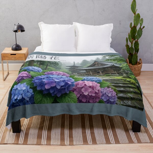Item preview, Vintage Japanese Temple Rain Hydrangea Wabi Sabi designed and sold by SakuraMarket26.