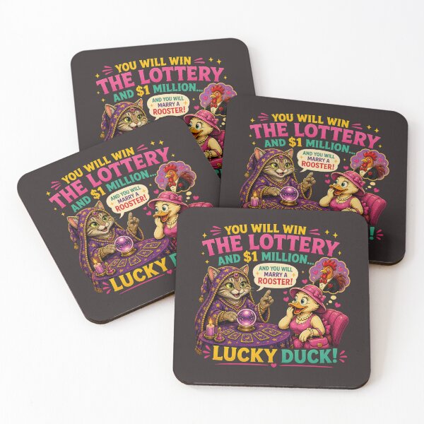 Item preview, Lucky Duck – Funny Fortune Teller Cat Predicts Lottery Win and Rooster Husband designed and sold by Aimetoi.