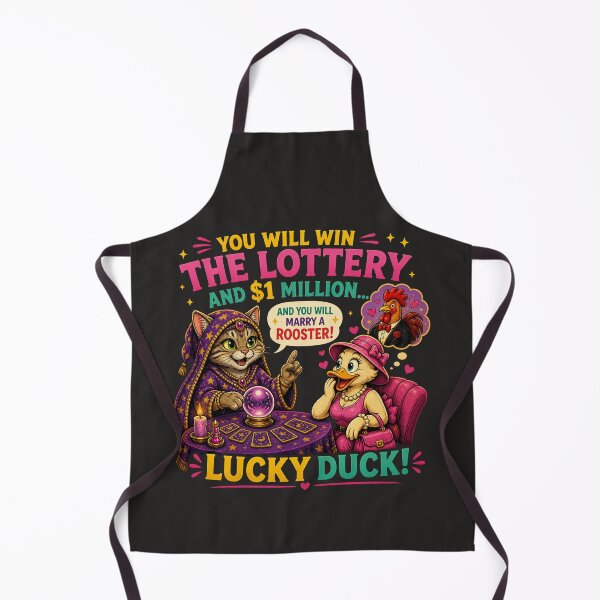 Item preview, Lucky Duck – Funny Fortune Teller Cat Predicts Lottery Win and Rooster Husband designed and sold by Aimetoi.