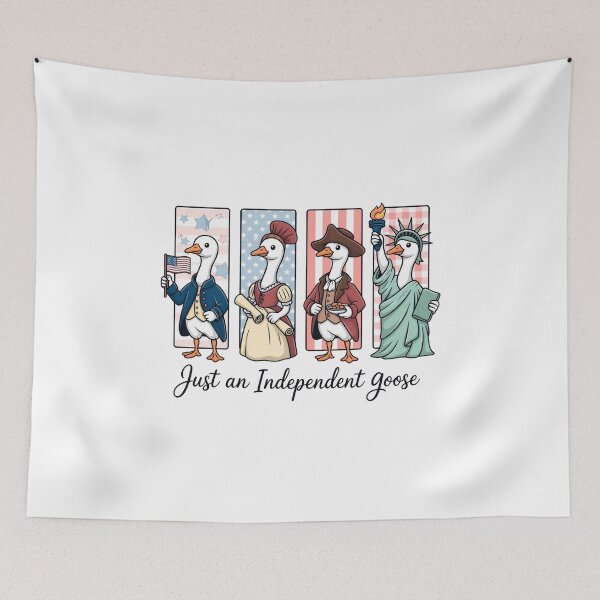 Item preview, Independent Goose Aesthetic – Cute Patriotic Cartoon Panel Art, Americana Style Illustration designed and sold by Picasfarmer.