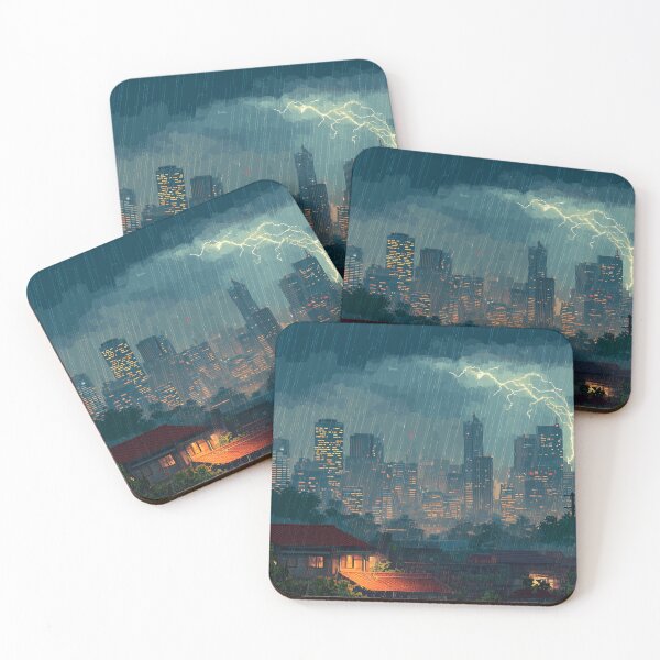 Item preview, Pixel Thunderstorm Over the City designed and sold by Rtymer.