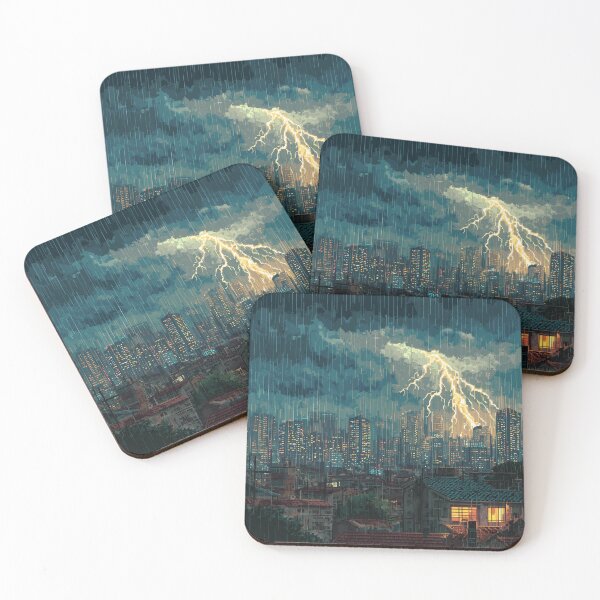 Item preview, Pixel Thunderstorm Over the City designed and sold by Rtymer.