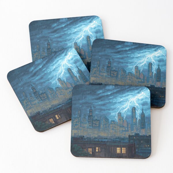 Item preview, Pixel Thunderstorm Over the City designed and sold by Rtymer.