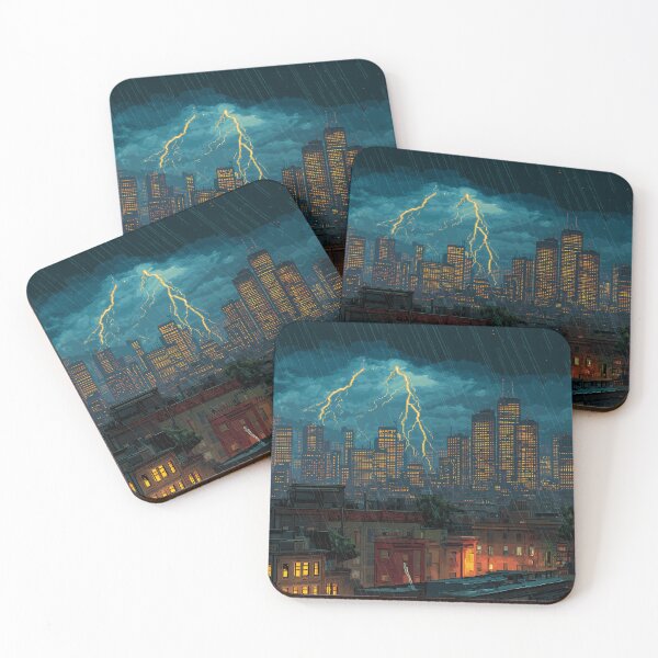 Item preview, Pixel Thunderstorm Over the City designed and sold by Rtymer.