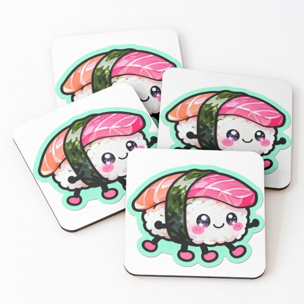Item preview, Kawaii Happy Sushi Nigiri Cute Food Sticker designed and sold by Chromatic Artistry.