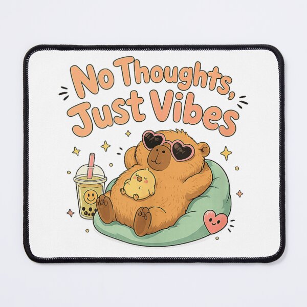 Item preview, Cute Capybara No Thoughts Just Vibes Drinking Boba Tea Aesthetic Art designed and sold by KrystinaGiGi.