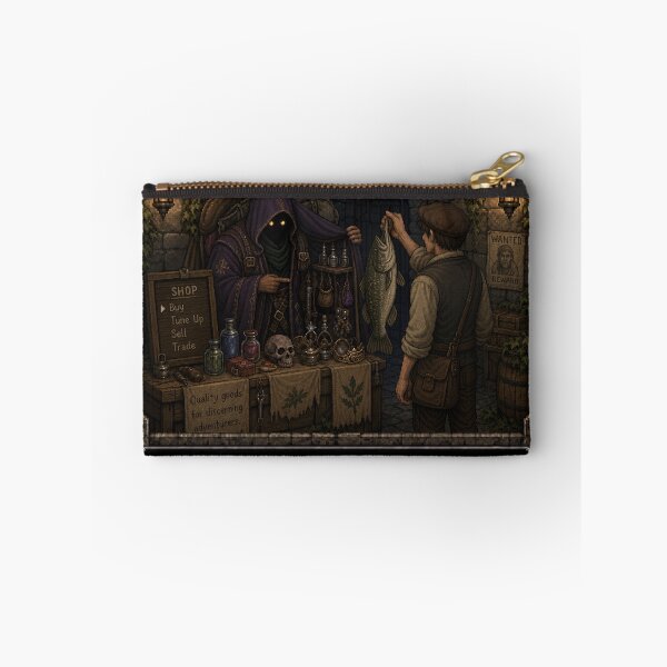 Item preview, What're you buying? Merchant and villager in classic retro style  designed and sold by Unpredictable Fat Cat.