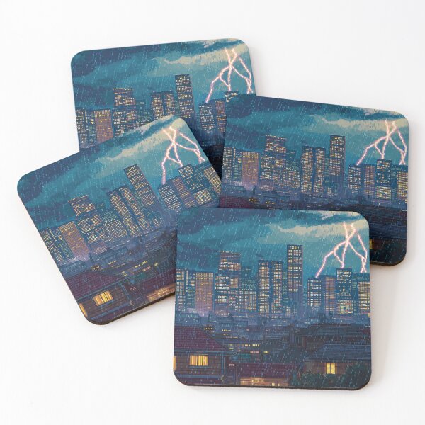 Item preview, Pixel Thunderstorm Over the City designed and sold by Rtymer.