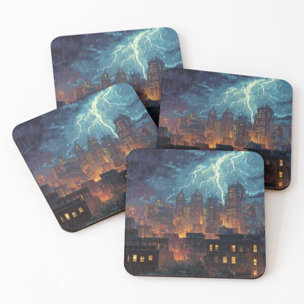 Item preview, Pixel Thunderstorm Over the City designed and sold by Rtymer.