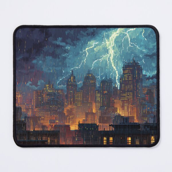 Item preview, Pixel Thunderstorm Over the City designed and sold by Rtymer.