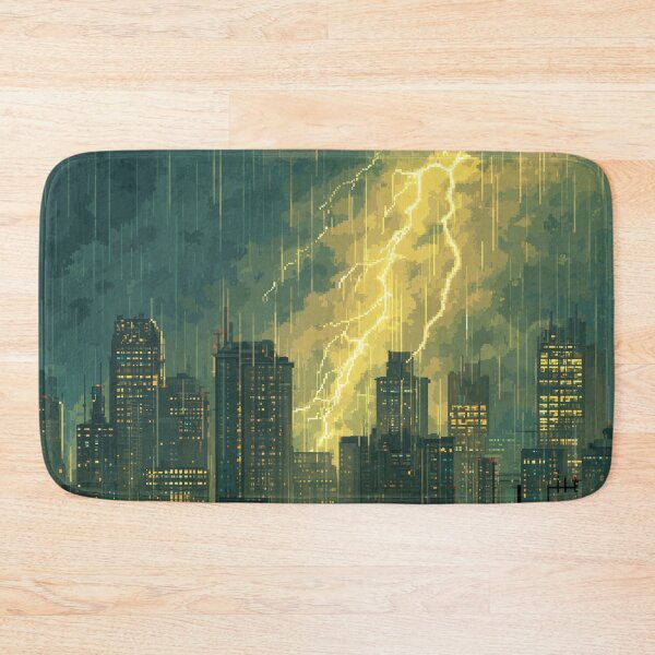 Item preview, Pixel Thunderstorm Over the City designed and sold by Rtymer.