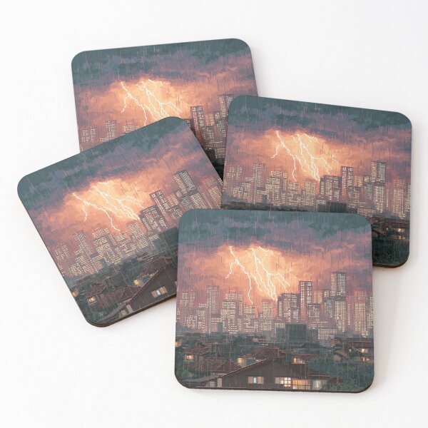 Item preview, Pixel Thunderstorm Over the City designed and sold by Rtymer.