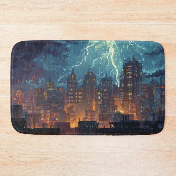 Item preview, Pixel Thunderstorm Over the City designed and sold by Rtymer.