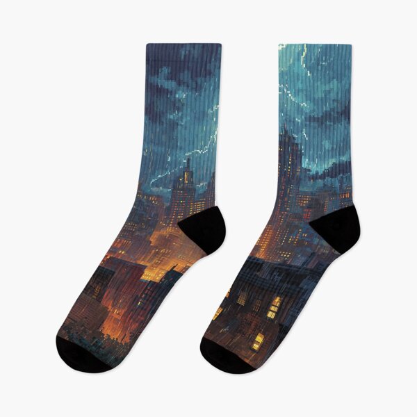 Item preview, Pixel Thunderstorm Over the City designed and sold by Rtymer.
