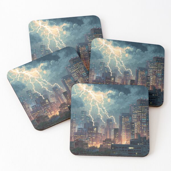 Item preview, Pixel Thunderstorm Over the City designed and sold by Rtymer.