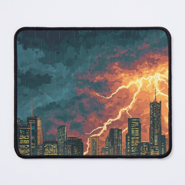 Item preview, Pixel Thunderstorm Over the City designed and sold by Rtymer.