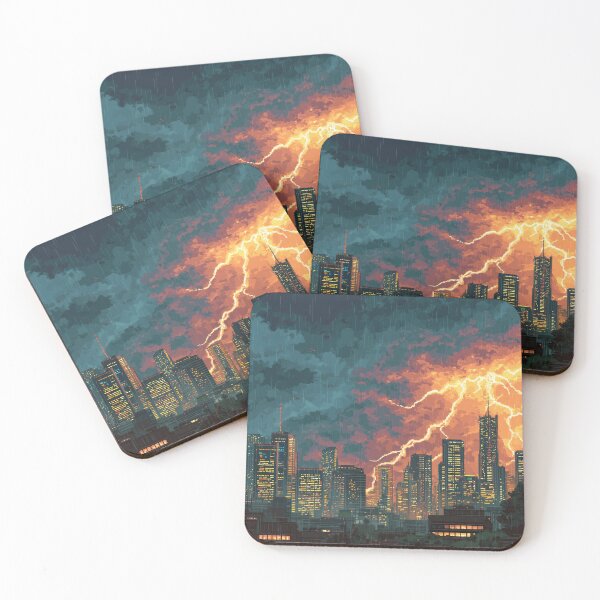 Item preview, Pixel Thunderstorm Over the City designed and sold by Rtymer.