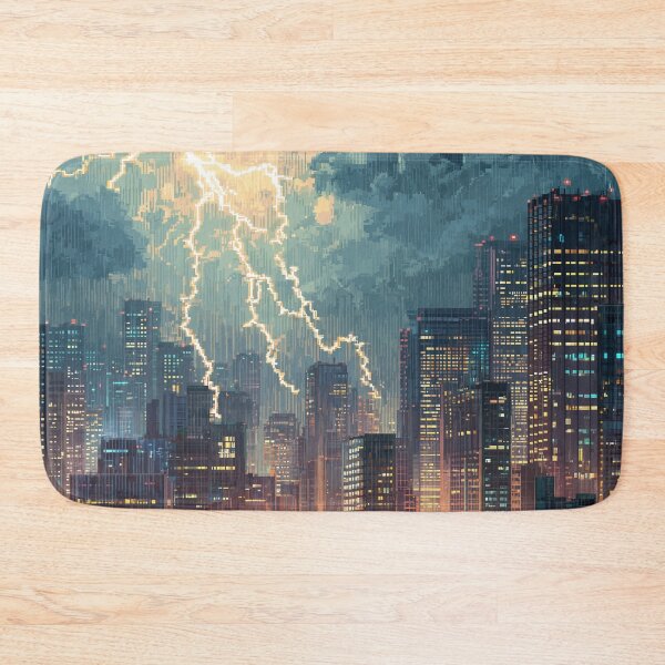 Item preview, Pixel Thunderstorm Over the City designed and sold by Rtymer.