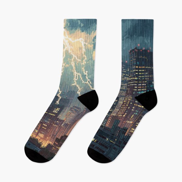 Item preview, Pixel Thunderstorm Over the City designed and sold by Rtymer.