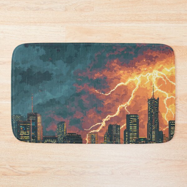 Item preview, Pixel Thunderstorm Over the City designed and sold by Rtymer.