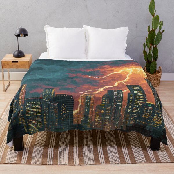 Item preview, Pixel Thunderstorm Over the City designed and sold by Rtymer.