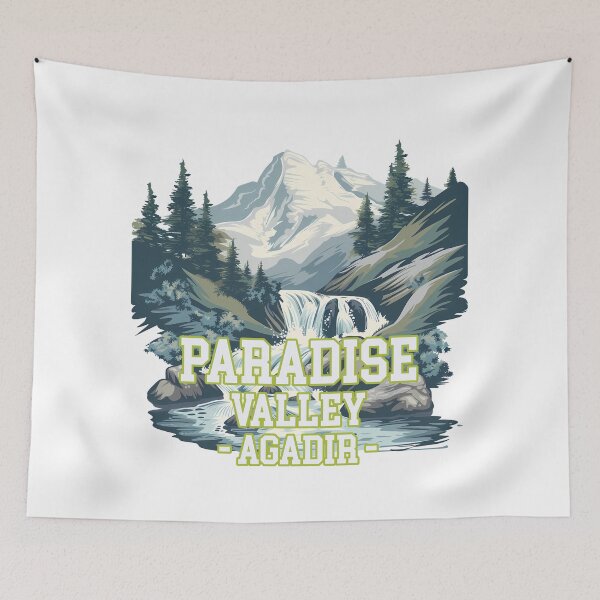 Item preview, Paradise Valley Agadir Morocco Vintage Mountain Waterfall Travel Poster designed and sold by DesignArtist.ia.