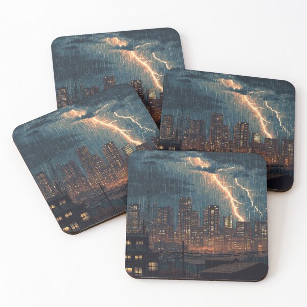 Item preview, Pixel Thunderstorm Over the City designed and sold by Rtymer.