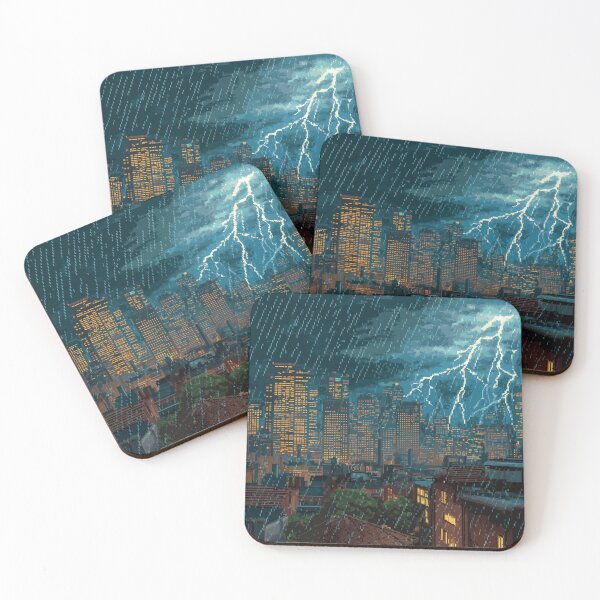 Item preview, Pixel Thunderstorm Over the City designed and sold by Rtymer.