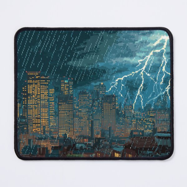 Item preview, Pixel Thunderstorm Over the City designed and sold by Rtymer.