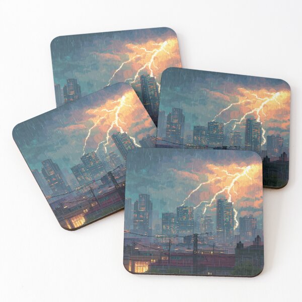 Item preview, Pixel Thunderstorm Over the City designed and sold by Rtymer.