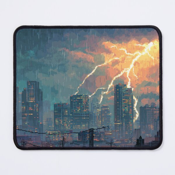 Item preview, Pixel Thunderstorm Over the City designed and sold by Rtymer.