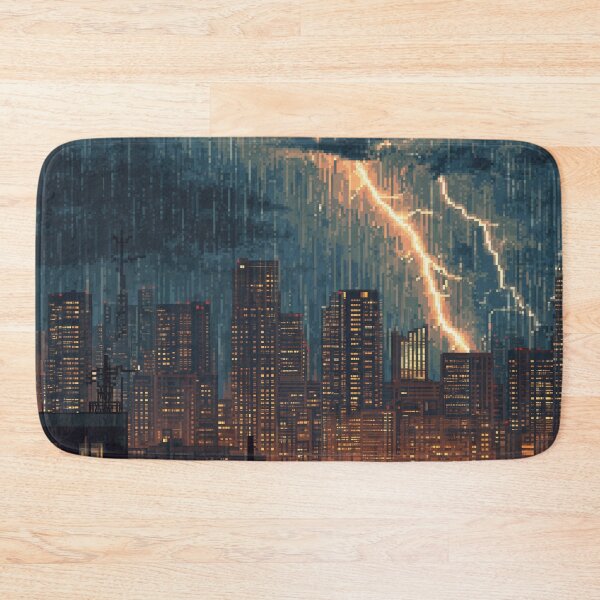Item preview, Pixel Thunderstorm Over the City designed and sold by Rtymer.