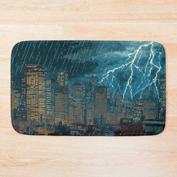 Item preview, Pixel Thunderstorm Over the City designed and sold by Rtymer.