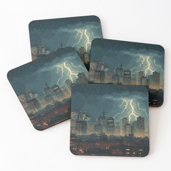 Item preview, Pixel Thunderstorm Over the City designed and sold by Rtymer.